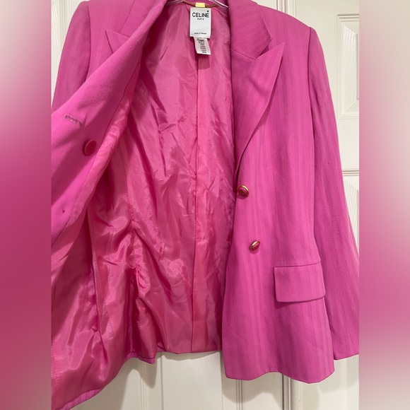 CELINE doubled breasted blazer . Pink color. Made in Paris . Size 36 - Picture 9 of 12